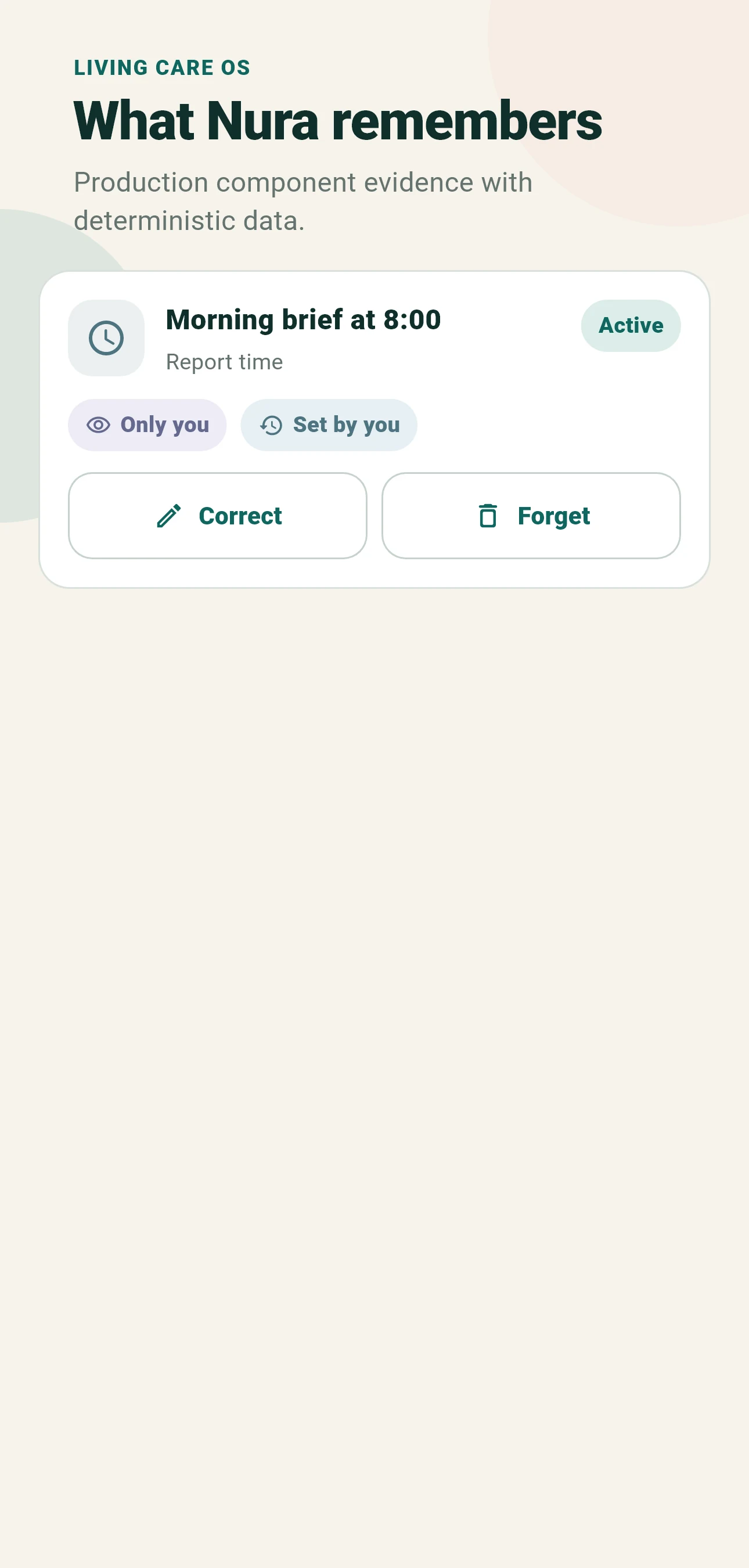 Rendered private memory screen